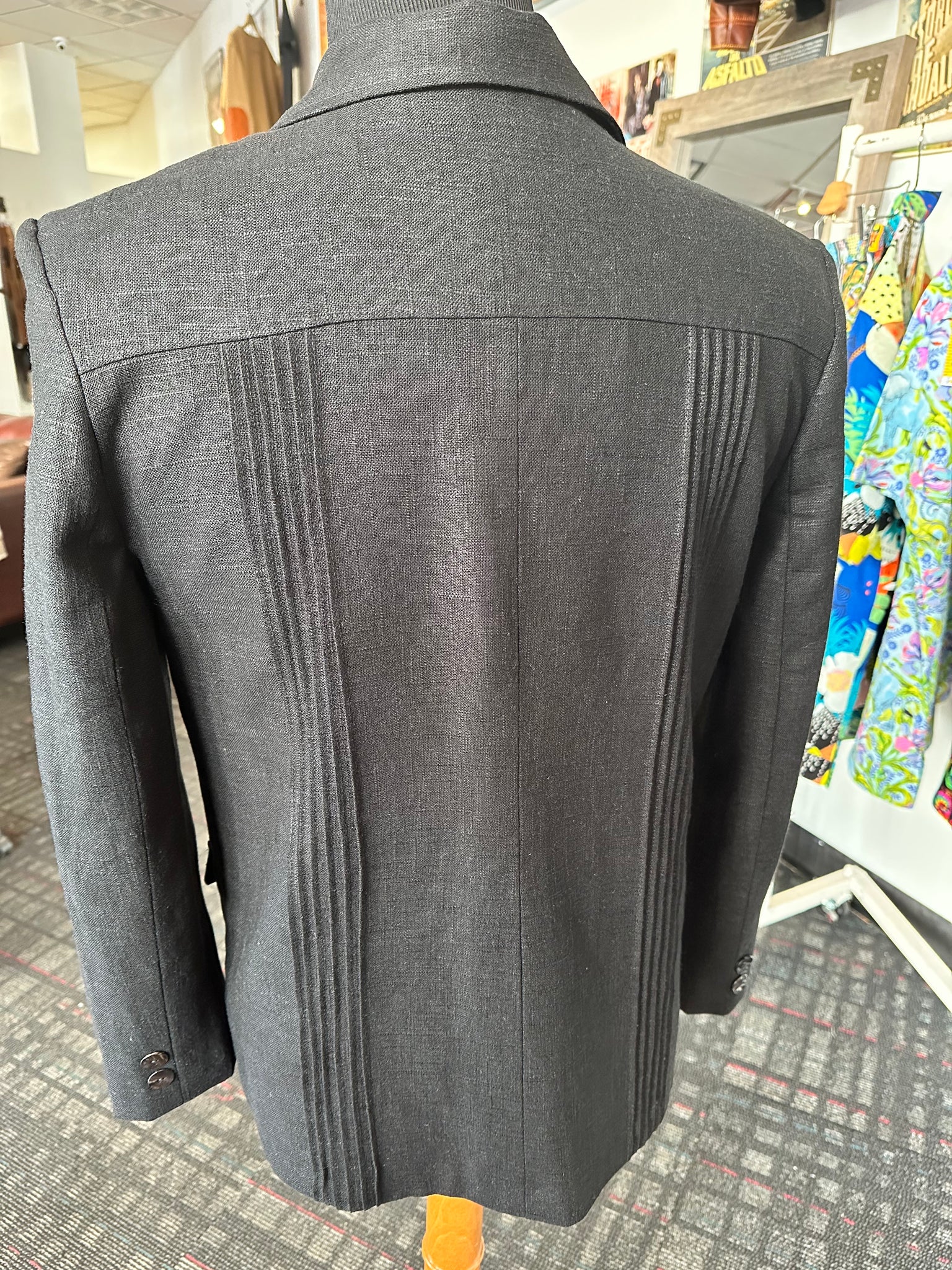 Black linen guayabera blazer