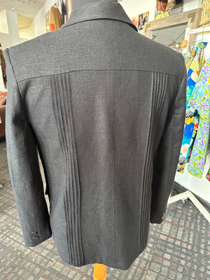 Black linen guayabera blazer