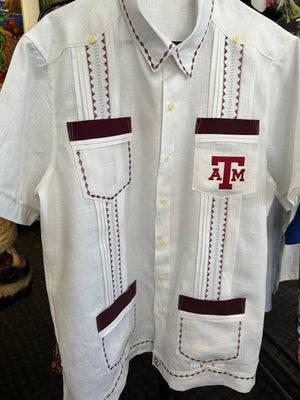 Texas ATM linen guayabera with logo