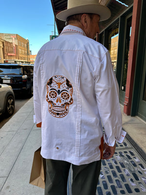 Sugar skull UT longhorns guayabera