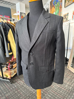 Black linen guayabera blazer