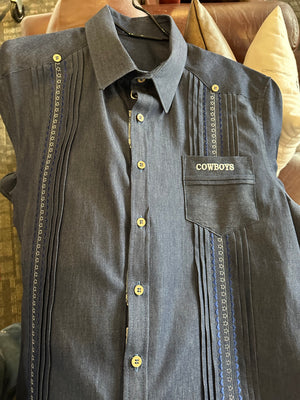 dallas cowboys dress shirt Dallas Cowboys chambray guayabera