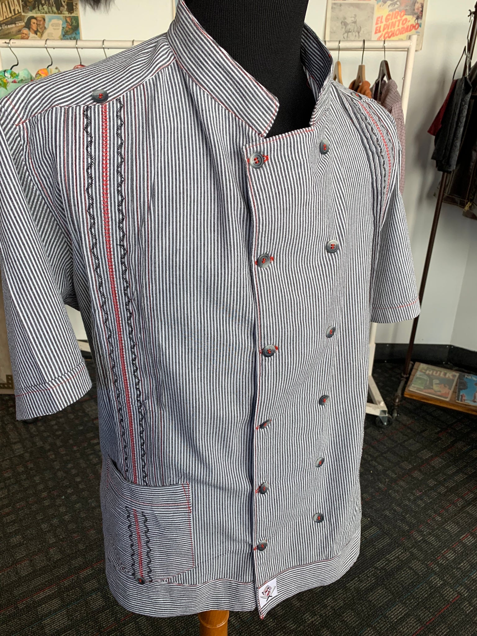 Guayabera chef coat (seersucker)