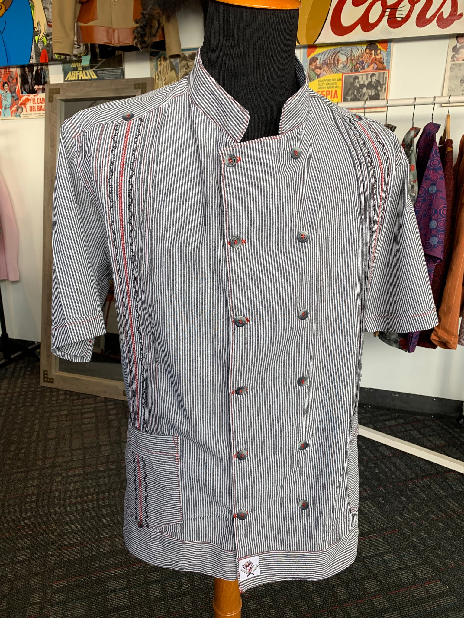 Guayabera chef coat (seersucker)