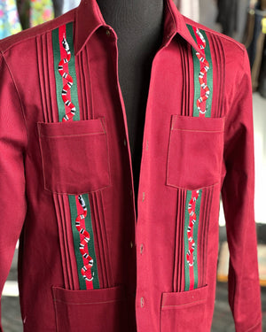 Oxblood denim guayabera