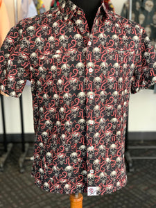 Skulls and coral snakes guayabera