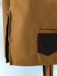 "El Senior" leather and canvas split apron
