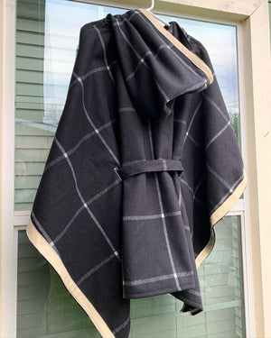 Leather & wool shawl