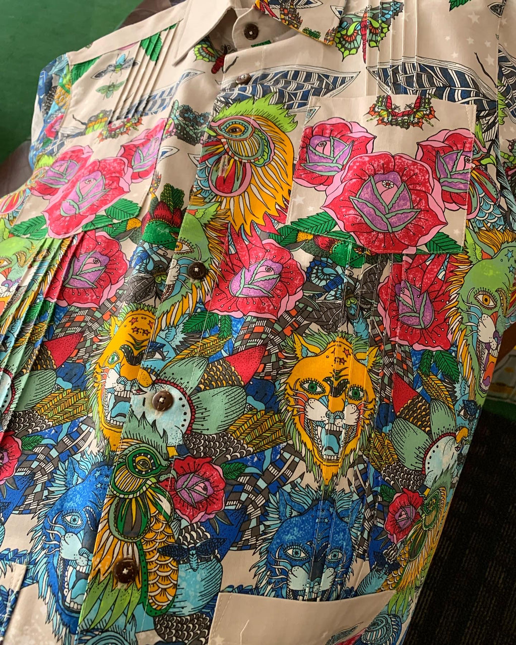 Shroom trip at the farm guayabera