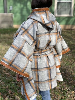 Leather & wool shawl