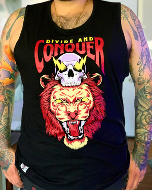 Vneck Divide & Conquer shirt Lion & Skull
