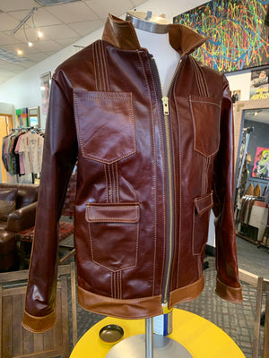 Guayabera leather jacket