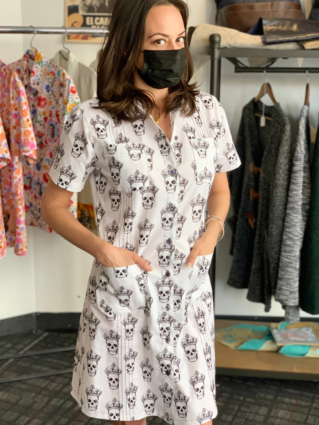 Crowned skull guayabera dress