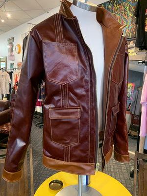 Guayabera leather jacket