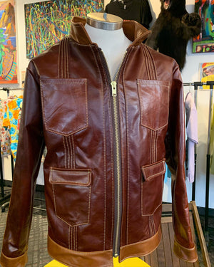 Guayabera leather jacket