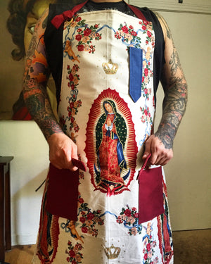 Virgin Mary Apron in white
