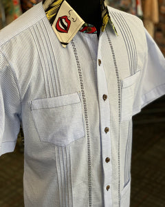 Big red lips seersucker guayabera
