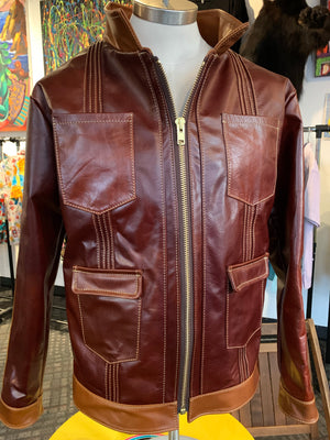 Guayabera leather jacket