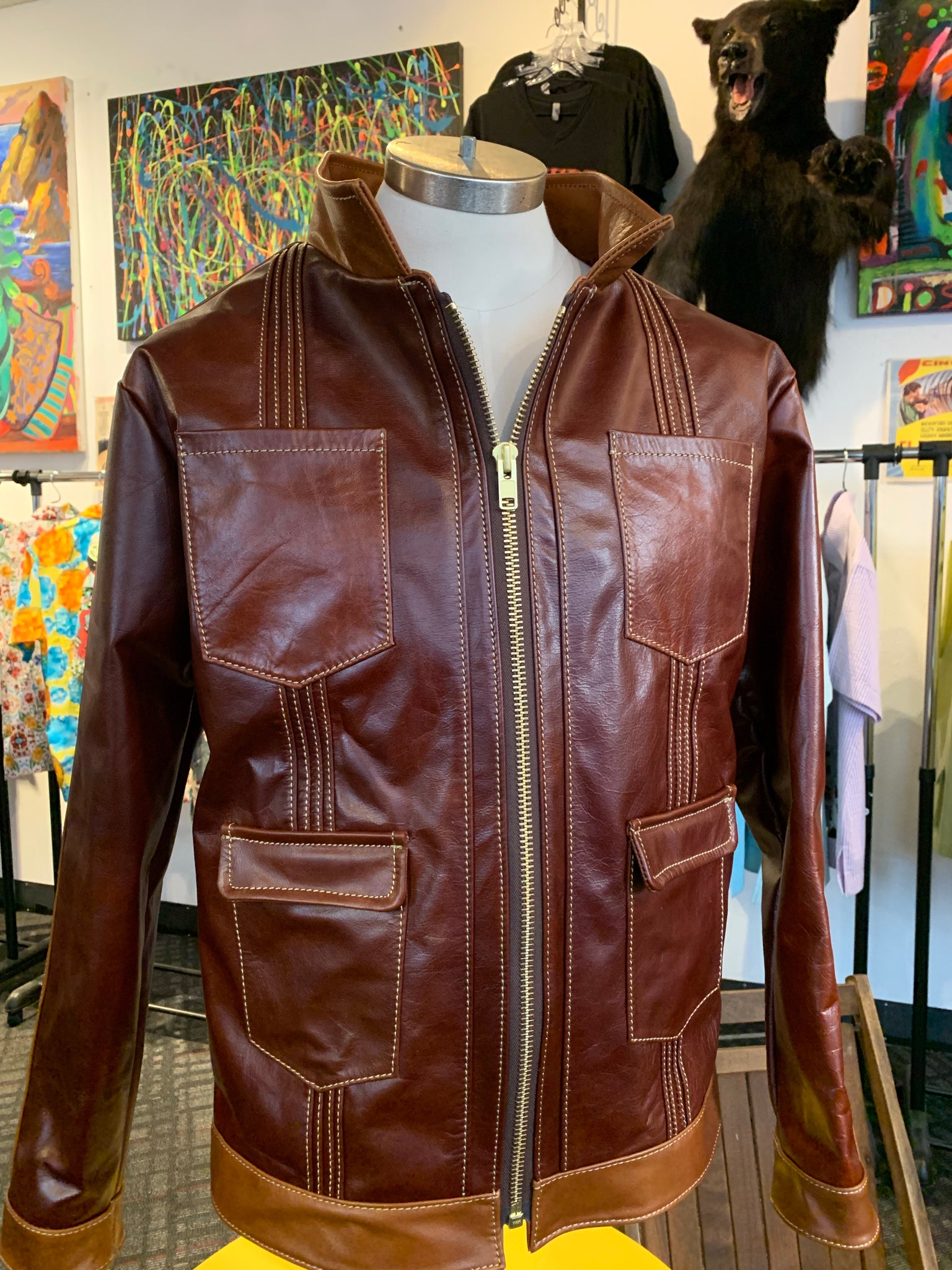 Guayabera leather jacket