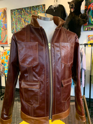 Guayabera leather jacket