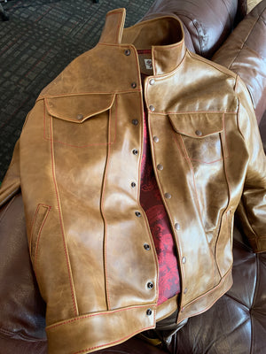 Ranchers cut tan leather jacket