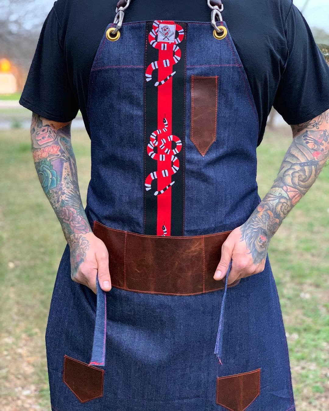 “Summer in Texas” apron or “Coral Snake” apron
