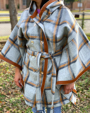 Leather & wool shawl