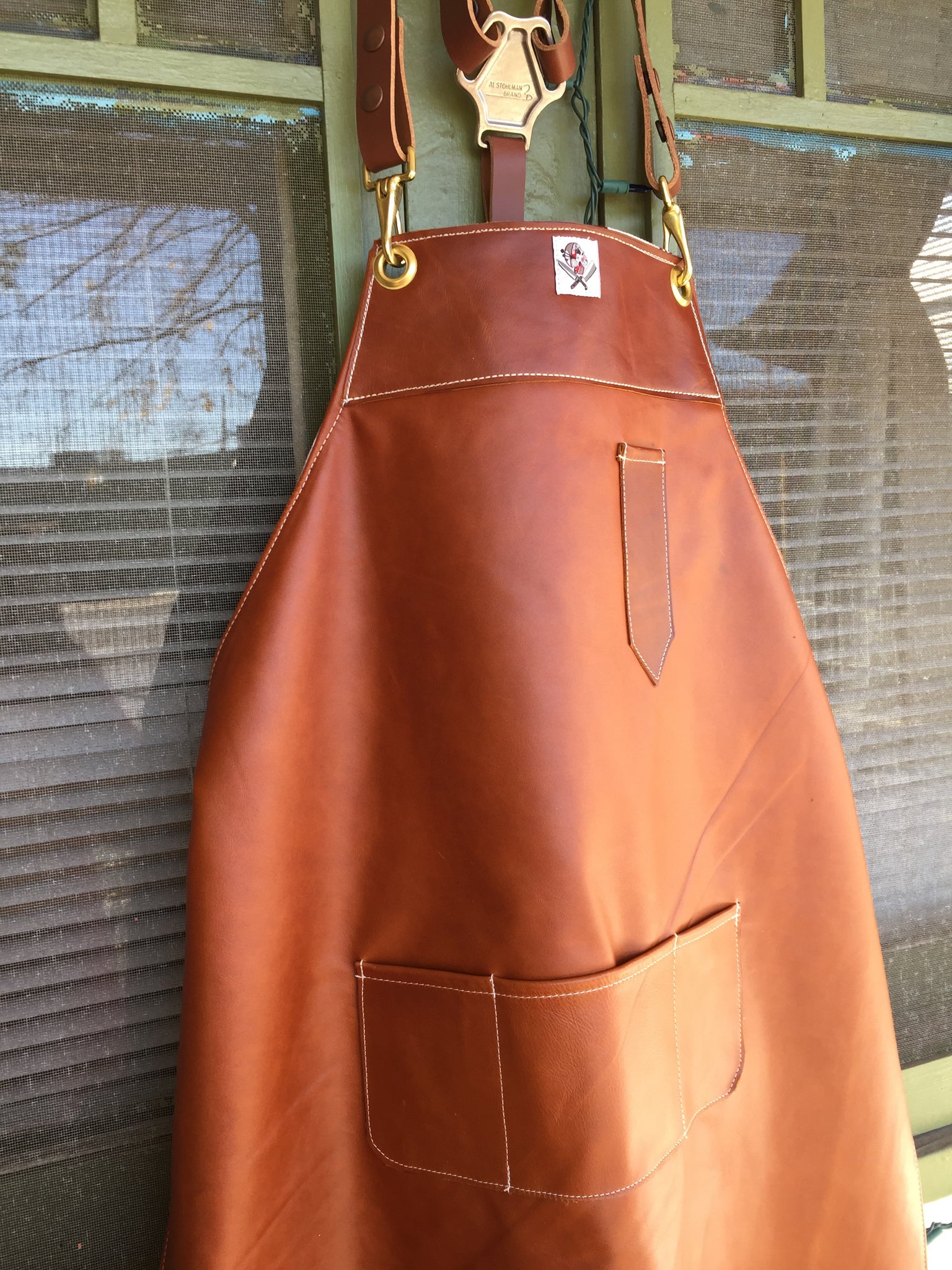 Texas A&M full cognac or brown leather reversible apron