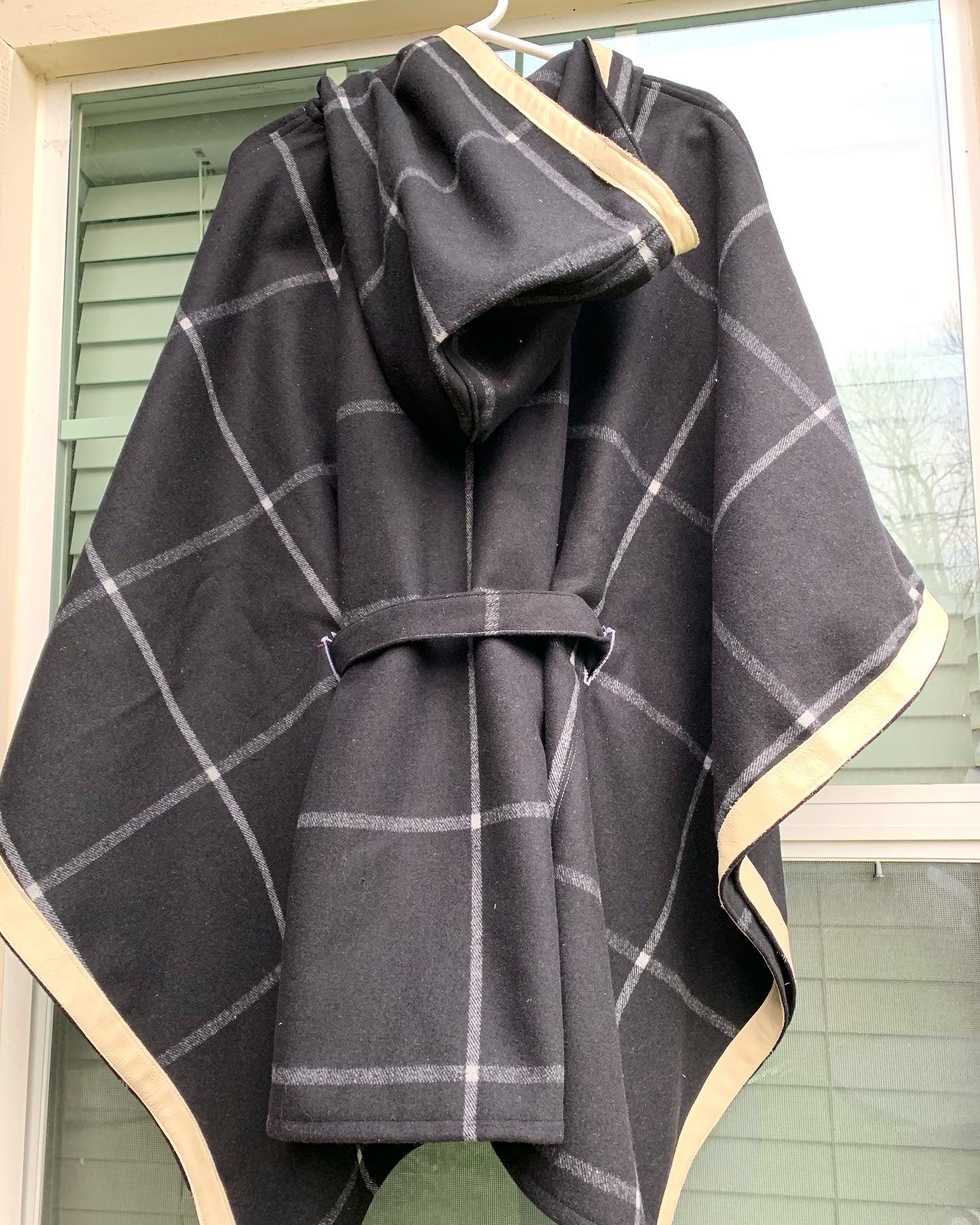 Leather & wool shawl