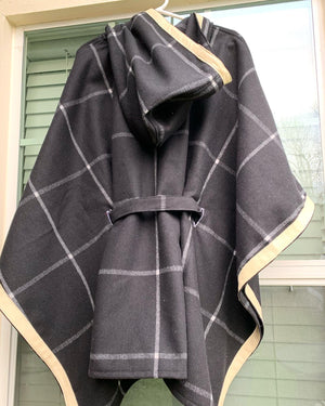 Leather & wool shawl