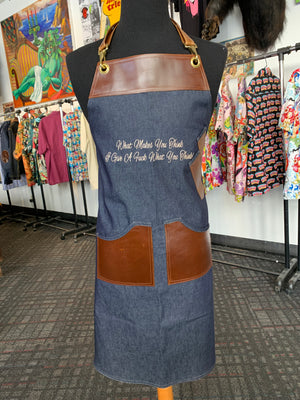 Custom two line embroidery apron with Leather