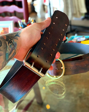 Wide leather belt