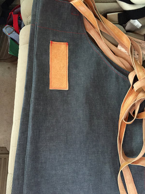 denim and leather crossback apron