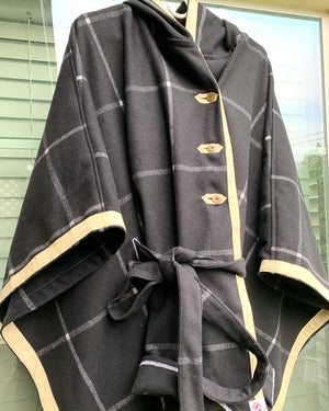 Leather & wool shawl