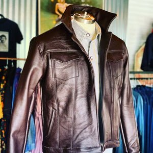 “I’ll be Maverick you can be Goose” brown bomber leather jacket