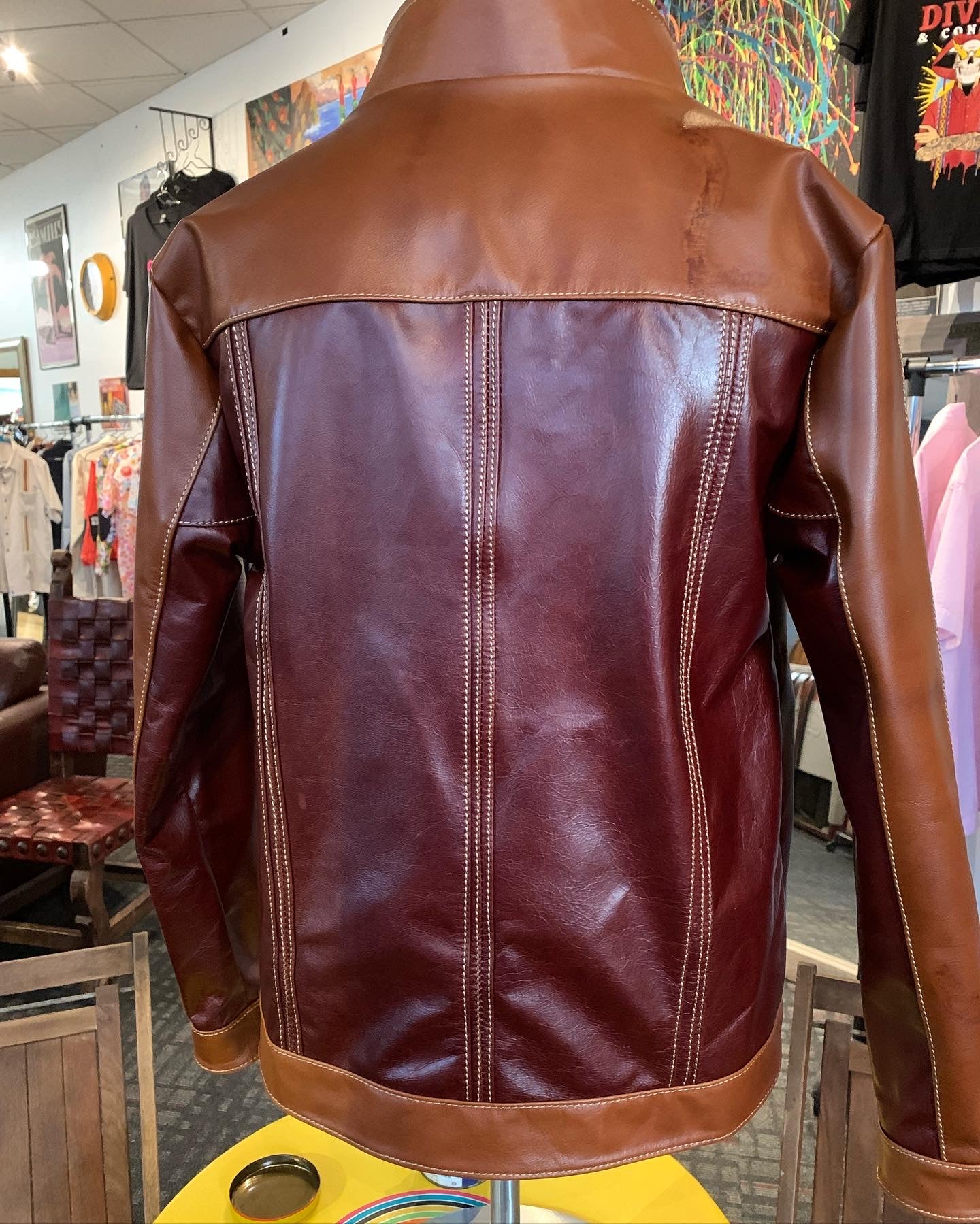 Guayabera leather jacket