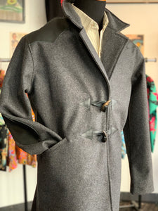 3/4 coat black wool & leather