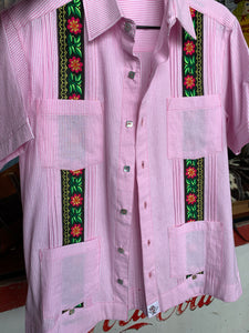 Pink paradise seersucker guayabera